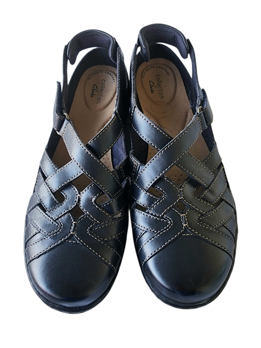 Clarks Women’s Black Leather Slingback Sandals